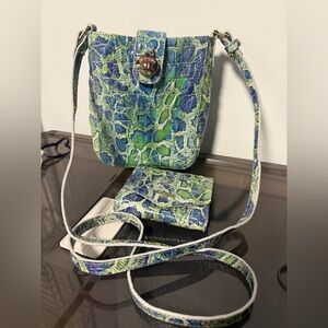 Brahmin Marley green viper and wallet set